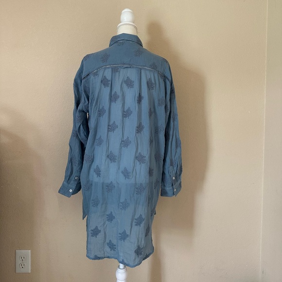 Sundance Blue Catalog Cloverfield Cotton Tunic Shirt Sz M Embroidered Coastal - Picture 8 of 13